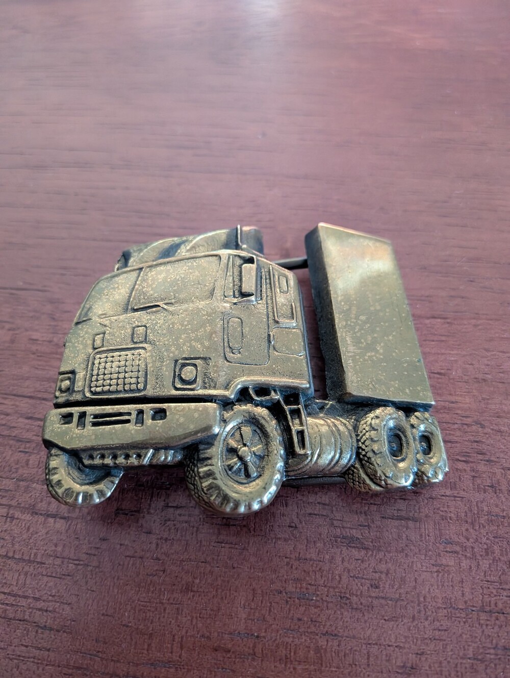 1978 Baron Buckle Solid Brass Semi Truck Taiwan Belt Buckle